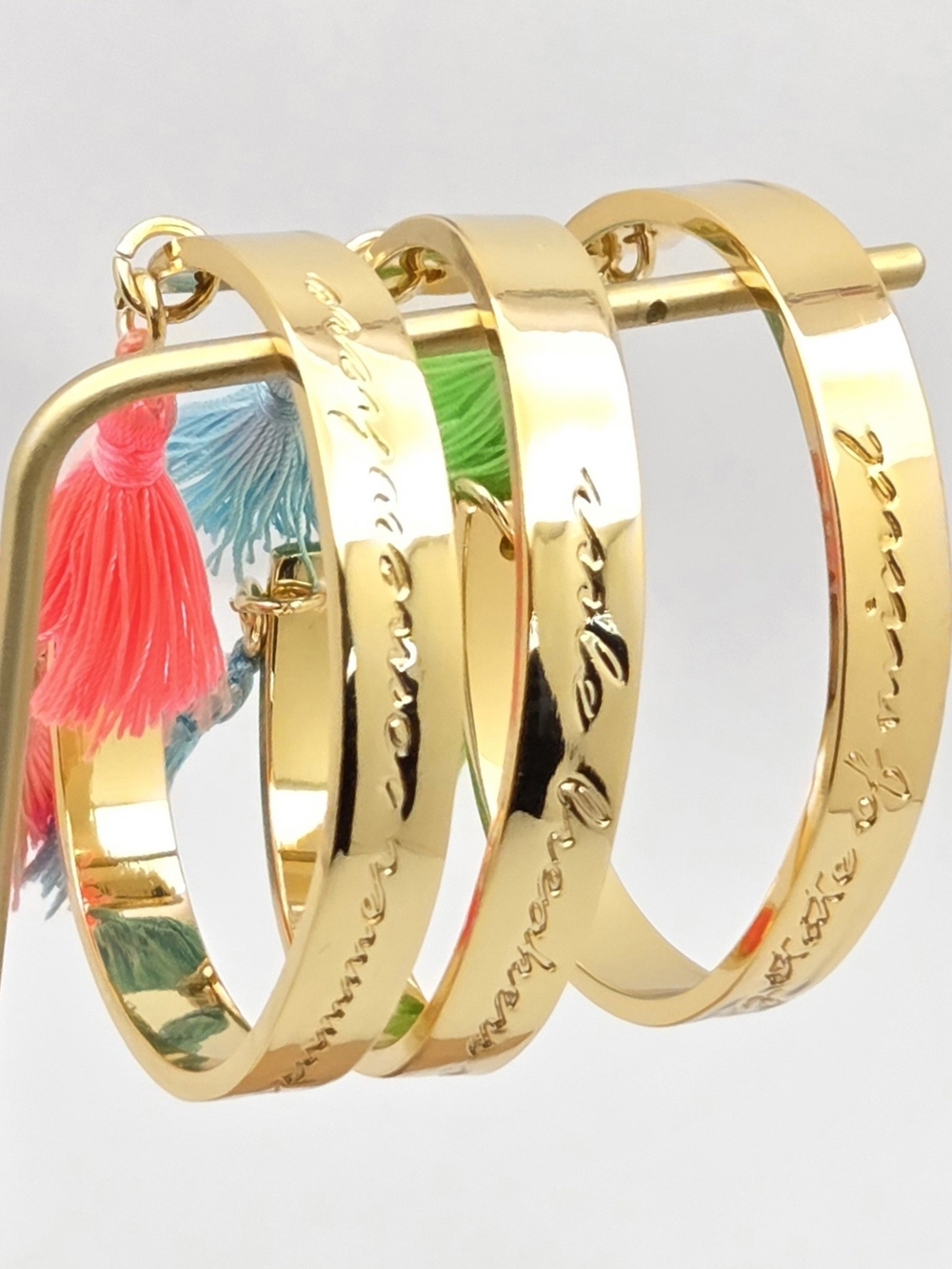Lilly Pulitzer Gold Mantra Tassel Bangle Bracelet Set of 3
